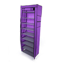 Load image into Gallery viewer, Fashionable Room-saving 9 Lattices Non-woven Fabric Shoe Rack Purple