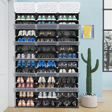 Load image into Gallery viewer, 12-Tier Portable 72 Pair Shoe Rack Organizer 36 Grids Tower Shelf Storage Cabinet Stand Expandable for Heels, Boots, Slippers, Black