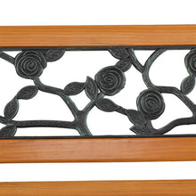 Load image into Gallery viewer, 49" Garden Bench Patio Porch Chair Deck Hardwood Cast Iron Love Seat Rose Style Back