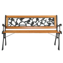 Load image into Gallery viewer, 49" Garden Bench Patio Porch Chair Deck Hardwood Cast Iron Love Seat Rose Style Back