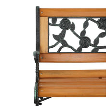 Load image into Gallery viewer, 49" Garden Bench Patio Porch Chair Deck Hardwood Cast Iron Love Seat Rose Style Back