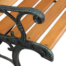 Load image into Gallery viewer, 49" Garden Bench Patio Porch Chair Deck Hardwood Cast Iron Love Seat Rose Style Back