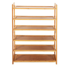 Load image into Gallery viewer, Concise Rectangle 6 Tiers Bamboo Shoe Rack Wood Color