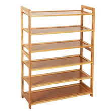 Load image into Gallery viewer, Concise Rectangle 6 Tiers Bamboo Shoe Rack Wood Color