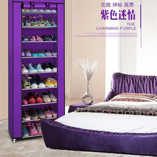 Load image into Gallery viewer, Fashionable Room-saving 9 Lattices Non-woven Fabric Shoe Rack Purple