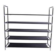 Load image into Gallery viewer, Simple Assembly 5 Tiers Non-woven Fabric Shoe Rack with Handle Black