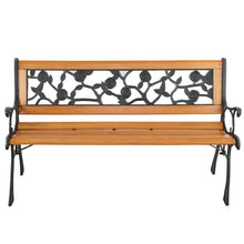 Load image into Gallery viewer, 49" Garden Bench Patio Porch Chair Deck Hardwood Cast Iron Love Seat Rose Style Back