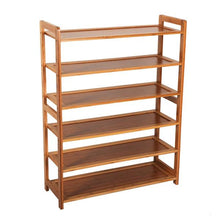 Load image into Gallery viewer, Concise Rectangle 6 Tiers Bamboo Shoe Rack Wood Color
