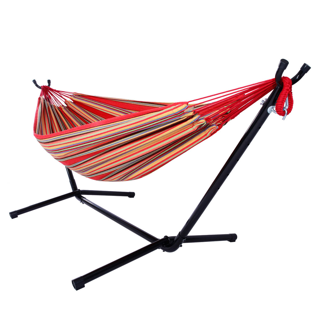 Portable Outdoor Polyester Hammock Set Red
