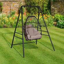 Load image into Gallery viewer, 133*137*180cm Wrought Iron Four-Legged Standing 200kg Three Rings Hanging Chair Frame Black
