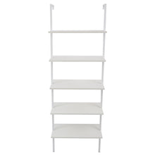 Load image into Gallery viewer, 5-Shelf Wood Ladder Bookcase with Metal Frame, Industrial 5-Tier Modern Ladder Shelf Wood Shelves,White

