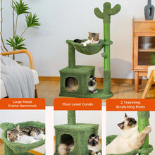 Load image into Gallery viewer, Cactus Cat Tree 40&quot; Cat Tower with Large Metal Carpet Hammock, Cat Scratching Post for Indoor Cats with Condo&amp; Dangling Ball, Green (Unable to ship on weekends, please be careful when placing orders
)
