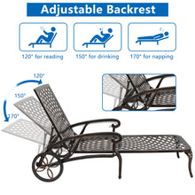 Load image into Gallery viewer, 【Replace 60810204】193*64.5*93cm Backrest Adjustable Courtyard Cast Aluminum Lying Bed Bronze
