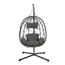 Load image into Gallery viewer, Egg Chair with Stand Indoor Outdoor Swing Chair Patio Wicker Hanging Egg Chair Hanging Basket Chair with Stand for Bedroom Living Room Balcony
