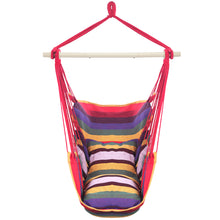 Load image into Gallery viewer, Distinctive Cotton Canvas Hanging Rope Chair with Pillows Rainbow
