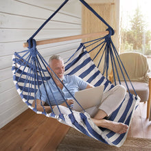 Load image into Gallery viewer, Hammock Hanging Chair Canvas Porch Patio Swing Seat Portable Camping Rope Seat Wooden Stick Hammock Chair with 2 Pillows 265LBS Load-bearing
