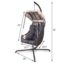 Load image into Gallery viewer, Swing Egg Chair with Stand Indoor Outdoor, Wicker Rattan Frame 350lbs Capacity Hammock Chair for Patio Bedroom with Sunshade Cloth, Courtyard, Cushion And Pillow(OLD W1132P169534)
