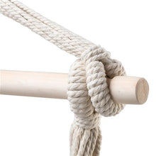 Load image into Gallery viewer, Distinctive Cotton Canvas Hanging Rope Chair with Pillows Beige
