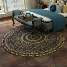 Load image into Gallery viewer, Mandala Rug Vintage Circular Area Carpet Y08 Nordic Ground Mats Non-slip Back Polyester Short Pile Round Rug
