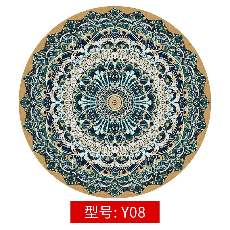 Mandala Rug Vintage Circular Area Carpet Y08 Nordic Ground Mats Non-slip Back Polyester Short Pile Round Rug