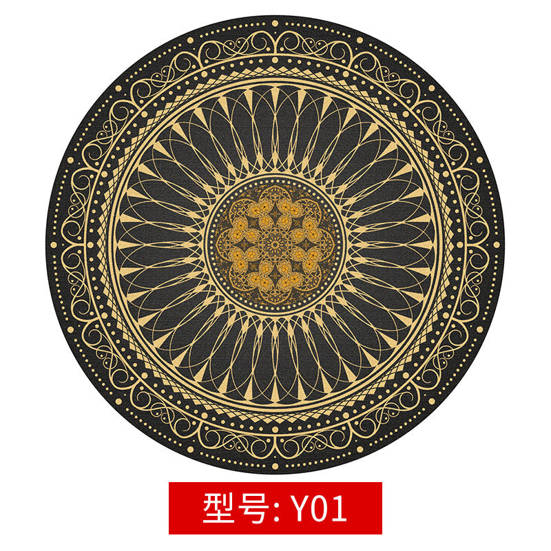 Wholesale Mandala Rug Vintage Circular Area Carpet Nordic Ground 80CM Dia Mats Non-slip Back Polyester Short Velvet Round Rug for Balcony Table Hanging Basket Living Room Decoration