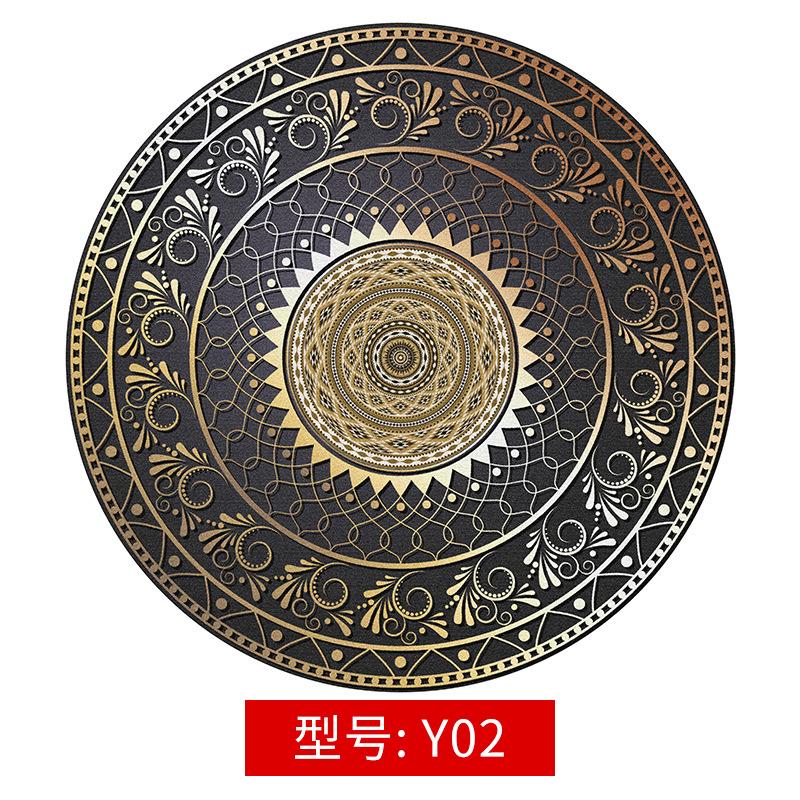 Mandala Rug Vintage Circular Area Carpet Y02 Nordic Ground Mats Non-slip Back Polyester Short Pile Round Rug