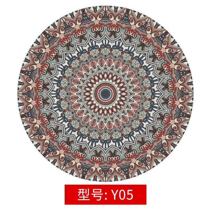 Mandala Rug Vintage Circular Area Carpet Y05 Nordic Ground Mats Non-slip Back Polyester Short Pile Round Rug