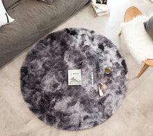 Load image into Gallery viewer, Round Shaggy Faux Fur Area Rug Dark Grey Fluffy Shag Rug for Living Room Furry Carpet Throw Rug Fuzzy Plush Rug
